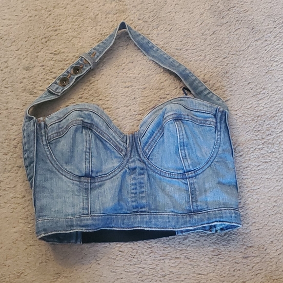 Guess Denim Bustier Crop Top - Picture 8 of 16